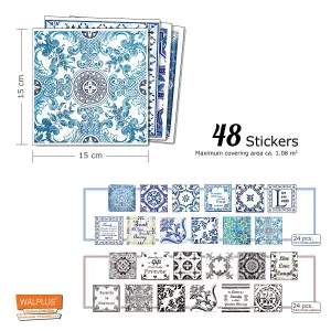 Walplus Earth Vintage Azulejo Combo Mix Tile Stickers