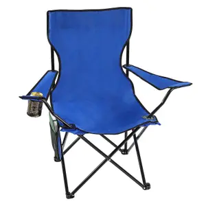 Set of 2 Portable Folding Camp Chairs - Lightweight with Cup Holder Side Pocket and Carry Bag - Ideal for Camping Festivals