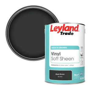 Leyland Trade Vinyl Soft Sheen Walls & Ceilings Emulsion Paint Black Brown (RAL 8022) - 5L