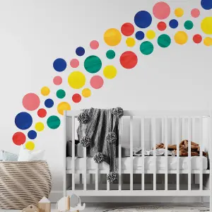 Walplus Watercolour Circles Colourful Rainbow Kids Sticker PVC Multicoloured, Yellow, Green