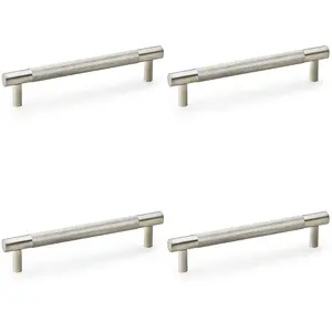 4 PACK - Knurled T Bar Door Pull Handle - Satin Nickel - 128mm Centres Premium Drawer