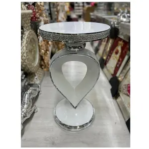 Italian End Table Mirrored Crystal Side Table Sparkly White F045