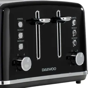 Daewoo Kensington Stainless Steel Pyramid Kettle 4 Slice Toaster and Microwave Set