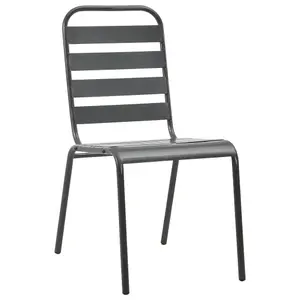 Berkfield Outdoor Chairs 4 pcs Slatted Design Steel Dark Grey