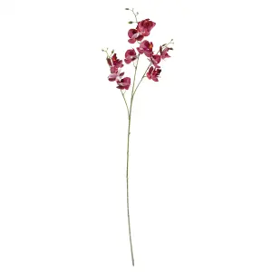 80cm Dark Pink Artificial Mini Orchid Stem