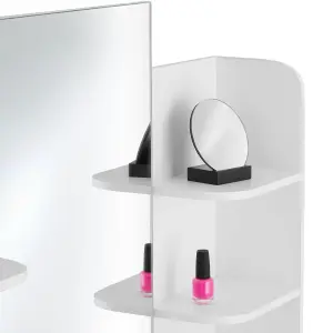 Dressing Table Camille - mirror, drawer, storage shelves and compartments - white