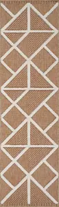 Harper Diamond Pattern Water Resistant Garden Rug Indoor Outdoor Area Rugs Cream 200x290 cm