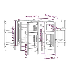 Berkfield 7 Piece Bar Set Solid Wood Pine