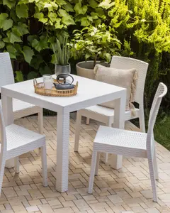 Set of 4 Garden Chairs FOSSANO Synthetic Material White