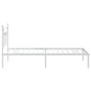 Berkfield Metal Bed Frame with Headboard White 100x200 cm