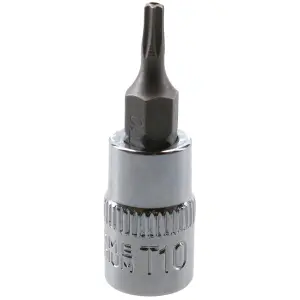 T10 1/4" Drive Tamper Proof Torx Star Bit 37mm Tamper Torx Chrome Vanadium Steel