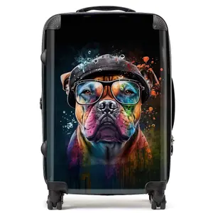 Staffordshire Bull Terrier Dog Splashart Suitcase - Medium