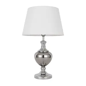 Luminosa Classic Table Lamp Chrome 1 Light  with White Shade, E27