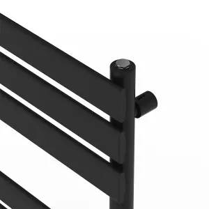 Rinse - Minimalist Heated Towel Rail Radiator Bathroom Flat Panel Black 1200 x 600mm Modern Central Heating Space Saving Radiator