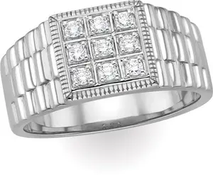 Mens Lab Diamond Design Ring 0.25Ct H/Si In Sterling Silver