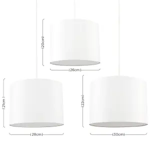 ValueLights Torbery 3 Pack Modern Cream Drum Pendant Ceiling Light Shades with Diffusers