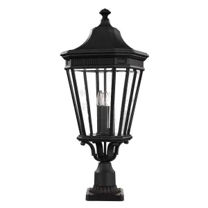 Luminosa Cotswold Lane 3 Light Large Outdoor Pedestal Light Black IP44, E14