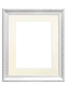 Shabby Chic White Frame with Ivory Mount for Image Size 18 x 12