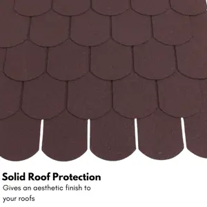 Premium Asphalt Roof Shingles, 25 Pcs Covers 32.2 sqft - Brown Fish Scales Design 80 x 31.5 cm Weather Resistant Roofing Felt