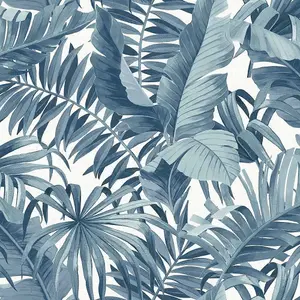 A-Street Prints Solstice Palm Leaf Wallpaper Blue Fine Decor FD24133