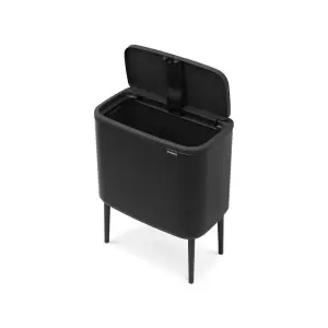 Brabantia Bo Touch Wide Matt Black Metal Bin - 36L Freestanding