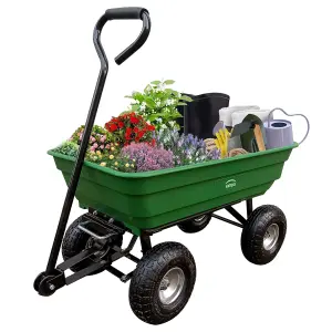 simpa Multi-Purpose Green All Terrain Tipping Barrow Cart with Pneumatic Tyres