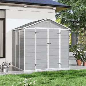 8x6ft Garden Durable Plastic Apex Roof Furniture Storage Tool Shed with lockable Door