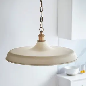 Luminosa Afragola Dome Pendant Ceiling Light Matt Warm White, Satin Gold Paint