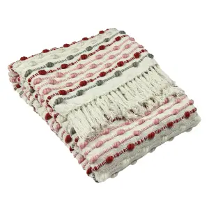 furn. Dhadit Woven Tufted Striped Recycled Tasselled Throw