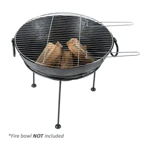 Homescapes Metal BBQ Grill for Fire Bowl with Handles