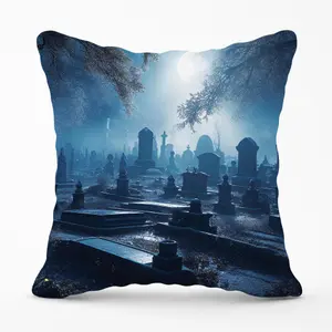 A Breathtaking Scene Of A Moonlit Graveyard Cushions 60cm x 60cm