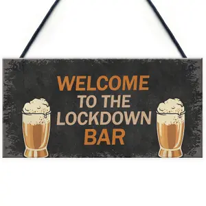 Red Ocean The LOCKDOWN Bar Funny Quarantine Plaques Novelty Home Bar Sign Man Cave Gifts