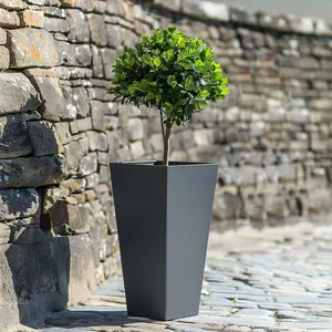 90cm Zinc Matte Grey Tall Flared Tapered Square Planter