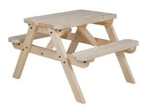 Classic Rounded Pub Style Picnic Bench and Table (4ft, Natural finish)