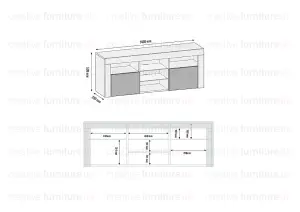 TV Unit 145cm Sideboard Cabinet Cupboard TV Stand Living Room High Gloss Doors