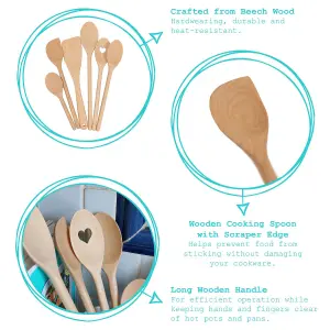 Argon Tableware Wooden Scraper Spoons - 30cm - Pack of 6