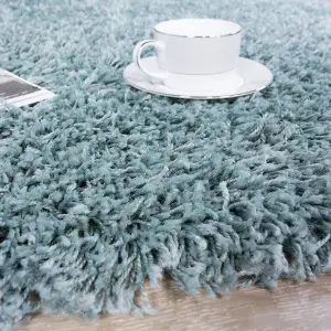 Soft Value Duck Egg Blue Shaggy Area Rug 60x110cm