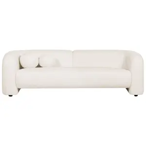 4 Seater Boucle Living Room Set White LEIREN