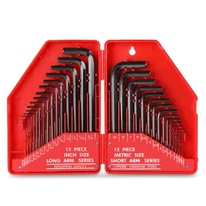 Hi-Spec 30pc Imperial & Metric Hex Allen Key Wrench Folding Set. Small & Large Sizes of Mini 0.035 Up to a Long 10mm