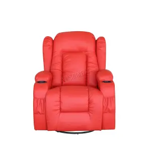 WestWood 8 Point Leather Massage Cinema Recliner Sofa Heated Swivel Rocking Chair Red