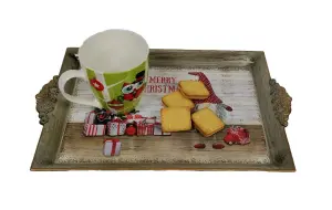 2x Christmas Gonk Tea Serving Tray Plastic Drinks Lap Snack Tray 40cm x 26cm