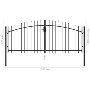 Berkfield Fence Gate Double Door with Spike Top Steel 3x1.25 m Black