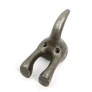 Oakcrafts - Pair of Heavy Duty Solid Cast Iron DOG TAIL Coat Hooks