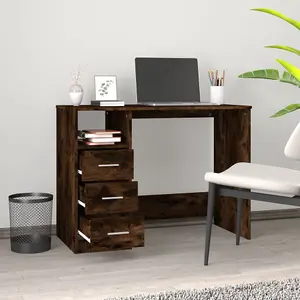 Berkfield Desk with Drawers Smoked Oak 102x50x76 cm Engineered Wood