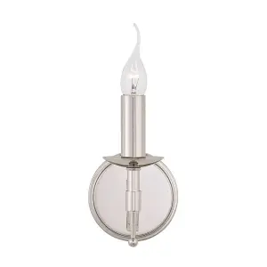 Luminosa Stanford 1 Light Indoor Candle Wall Light Polished Nickel Plate, E14