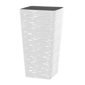 simpa 2PC White Panache Wave Tall Gloss Plastic Planters 29cm (Dia)