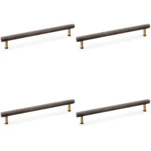 4 PACK - Knurled T Bar Pull Handle - Antique Brass - 224mm Centres Premium Drawer Door