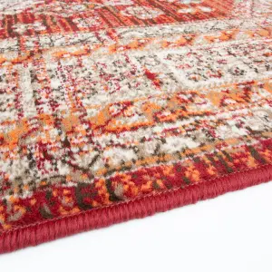 Red Terracotta Bordered Traditional Medallion Living Room Rug 240x330cm