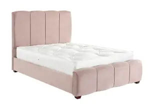 DS Living Chloe Panel Luxury Crushed Velvet Upholstered Bed Frame Dusty Pink