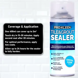 Pro-Kleen Tile & Grout Sealer 400ml x3 - Waterproof Protection Against Mould, Mildew & Limescale - Seals & Protects